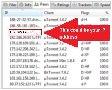 How your IP address appears while downloading uTorrent file