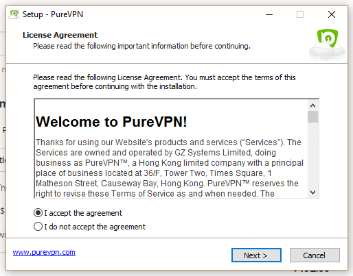 PureVPN install