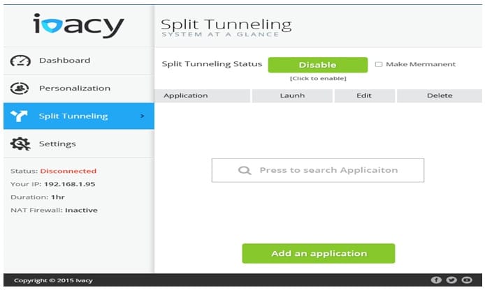 Ivacy Split tunneling