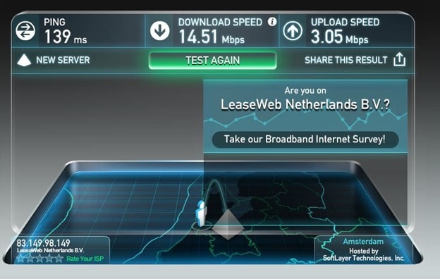 OneVPN Speed Test Netherlands Server -VPN Over SSL