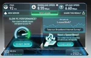 OneVPN Speed Test Singapore Server – PPTP