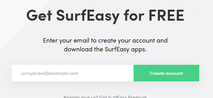 SurfEasy free account