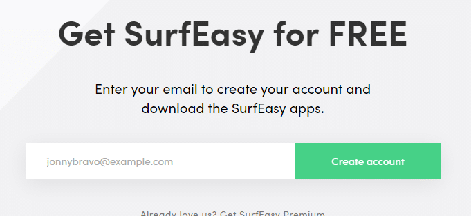 Cuenta gratuita de Surfeasy