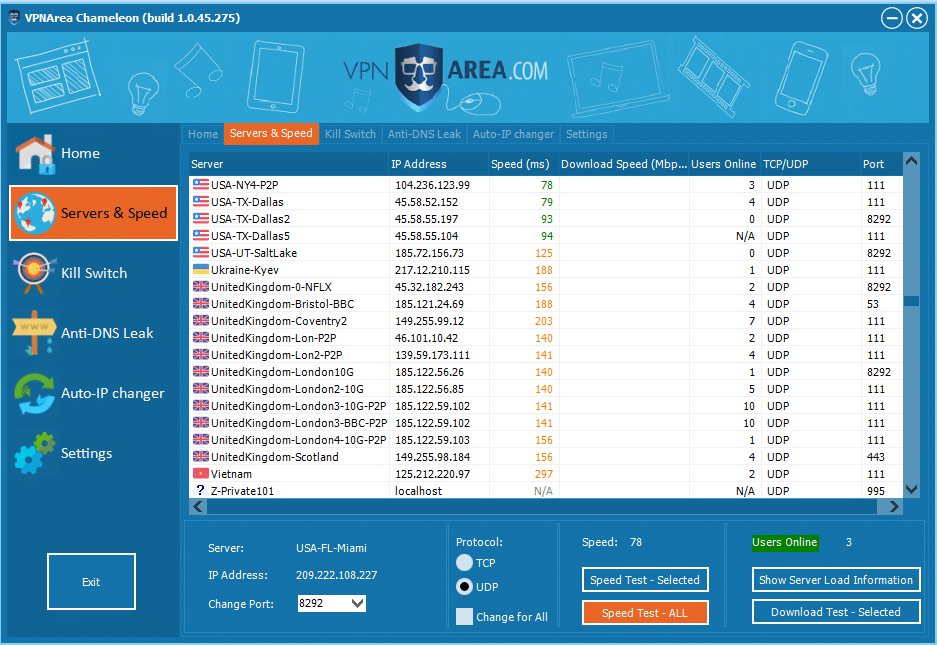 VPNArea servers