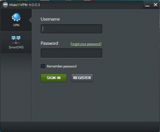 HideIPVPN app sign in