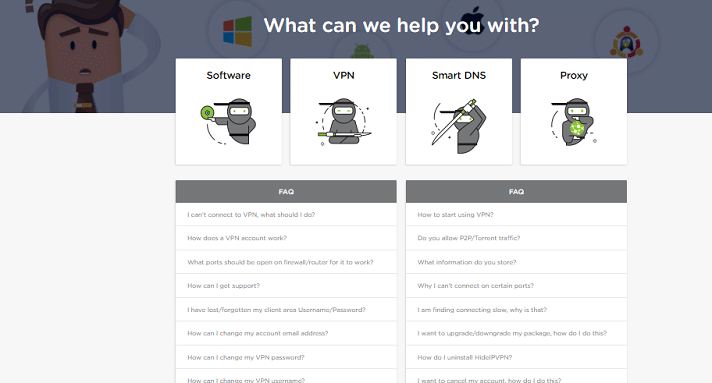 HideIPVPN FAQ page