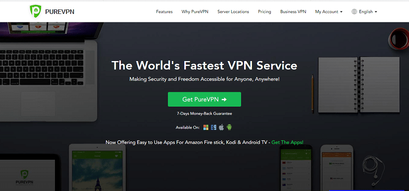 PureVPN homepage