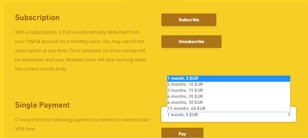 Mullvad VPN price