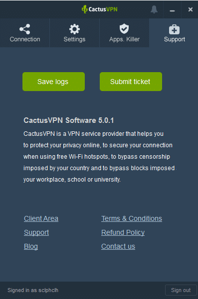 Cactus VPN Support