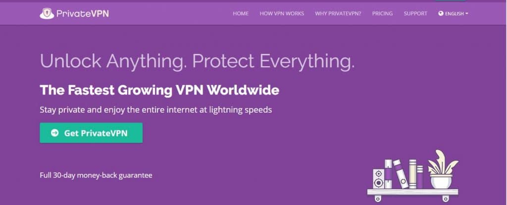 PrivateVPN homepage