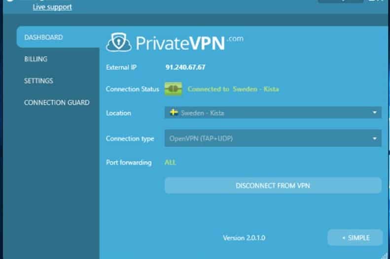 PrivateVPN App Windows