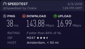 cyberghost vpn speeds in Amsterdam